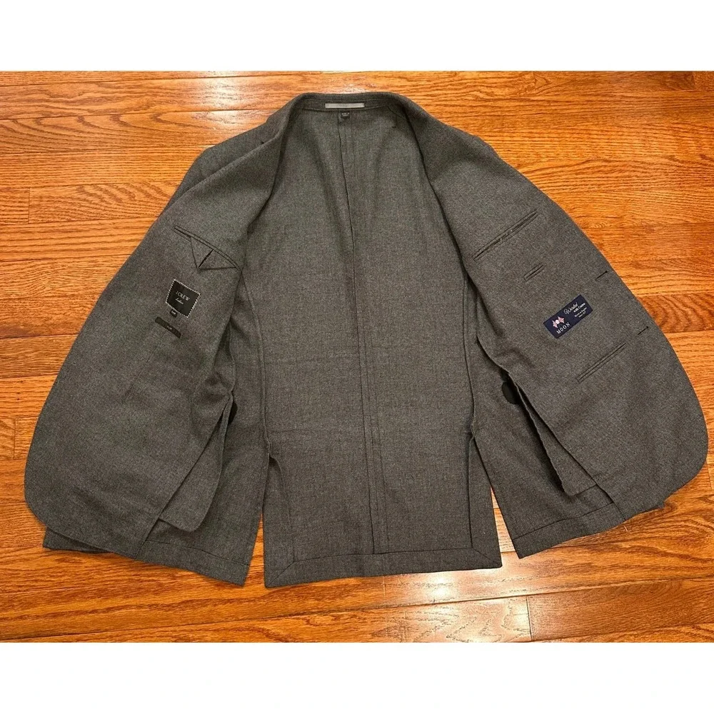 J.Crew Ludlow Blazer Mens 34S Slim‎ Gray Moon Worsted Wool Cotton Unstructured